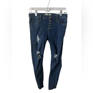 Free People Destroyed Reagan Button Front Jeans Size 26